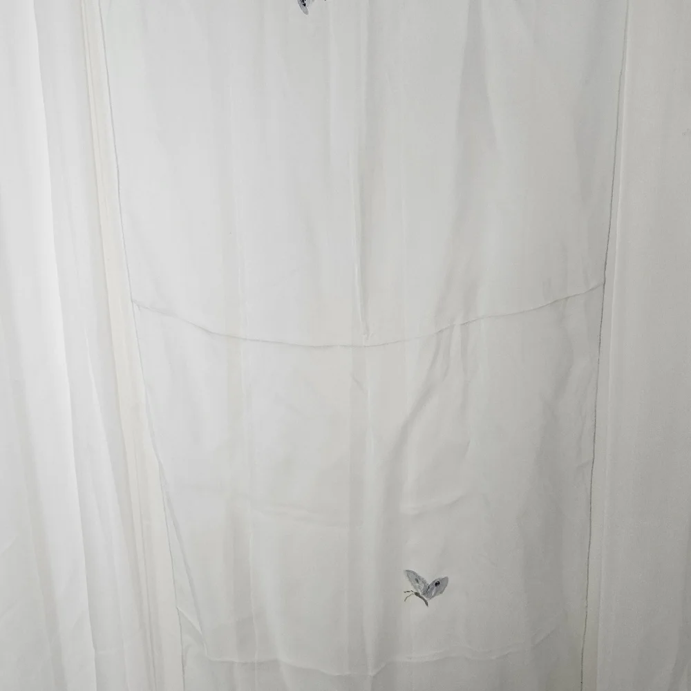 Vintage Saks Fifth Avenue sheer white painted butterfly scarf